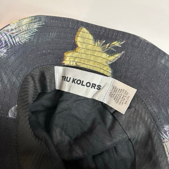 Tru Kolors Black Purple Tropical Hawaiian Floral Bucket Hat - Picture 5 of 6